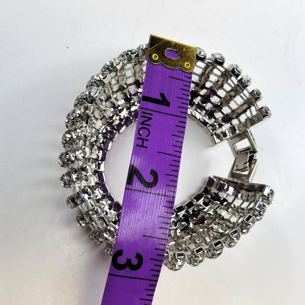 Vintage Rhinestone Wide Bracelet Cuff - Picture 7 of 14